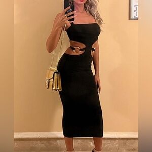 Black Cutout Midi Dress